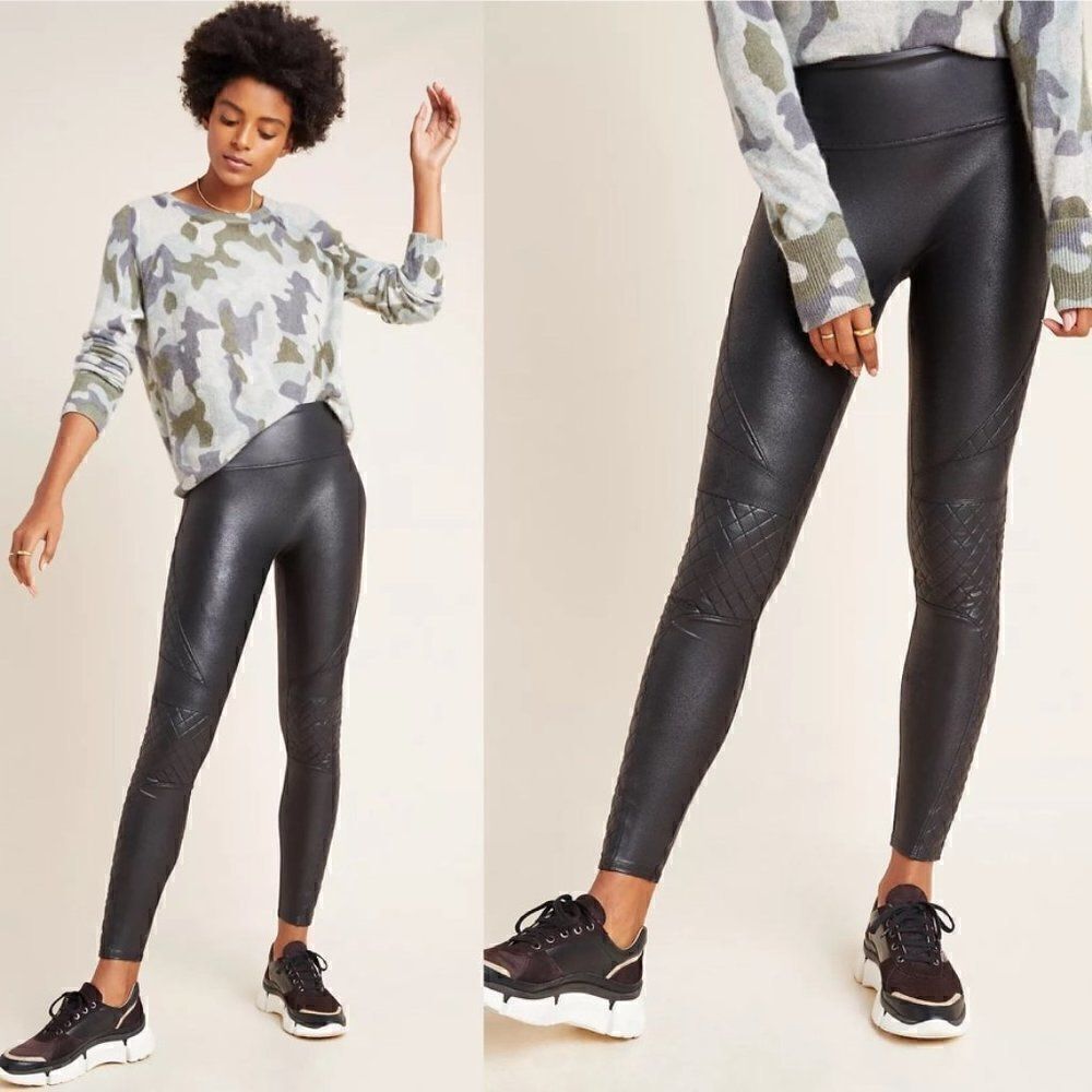 ANTHROPOLOGIE Spanx Quilted Faux Leather Leggings